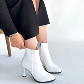 Pabucmarketi Beyaz Kadın Topuklu Bot thumbnail 4