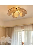 burenze Modern İskandinav Tasarım Bohem Rose Çiçek Tavan Avize Hazeran Hasır Rattan Salon Avizesi - 1