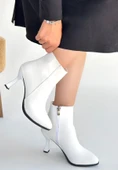 Pabucmarketi Beyaz Kadın Topuklu Bot thumbnail 3