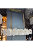 burenze Luxury Exclusive Modern Marble Tasarım Ledli Mermer Avize Eskitme Gold Sarı Led Avize Elips 100 Cm - 4