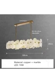 burenze Luxury Exclusive Modern Marble Tasarım Ledli Mermer Avize Eskitme Gold Sarı Led Avize Elips 100 Cm - 3