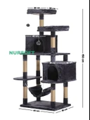 Nursoft Xl Yuva Hamaklı Çift Yuvalı Lüx Büyük Boy Tırmalamalı Kedi Oyun Evi - 4