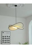burenze Modern Tasarım Matmazel Sarkıt Avize Krem Kumaş Salon Mutfak Oturma Odası Avizesi - 1