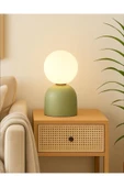 Fico Home Modern Abajur Camlı Masa Lambası Mint Green Beyaz Glop Cam thumbnail 1