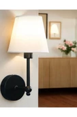 Buiva Modern Kablosuz Duvar Aplik Lampe Pilli Aplik Mat Siyah Pil İle Çalışır Krem Abajur - 3