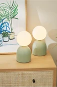 Fico Home Modern Abajur Camlı Masa Lambası Mint Green Beyaz Glop Cam thumbnail 2