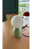burenze Modern Tasarım Venüs Abajur Beyaz Glop Camlı 1 Adet Kablolu Tak Çalıştır Mint Yeşili - 3