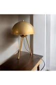 burenze Modern Tasarım Mars Tripod Ayaklı Abajur Eskitme Gold Sarı Masa Lambası - 2