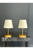 Fico Home Modern Abajur Pilli Abajur Krem Abajurlü 2 Li Abajur Seti Kablosuz Taşınabilir Pilli Abajur thumbnail 3