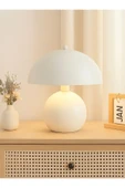 Buiva Modern Tasarım Abajur Krem Mantar Masa Lambası Metal Şapka Metal Gövde thumbnail 1