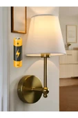 burenze Modern Aplik Pilli Duvar Aplik Power Ledli Tak Kullan Kablosuz Pilli Duvar Aplik Eskitme Gold Sarı thumbnail 1