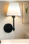 Buiva Modern Kablosuz Duvar Aplik Lampe Pilli Aplik Mat Siyah Pil İle Çalışır Krem Abajur - 1
