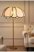 Buiva Modern Lambader İskandinav Boheme Jumeria Burenze Dekoratif Lambader Metal Gövde Ekru Kumaş Abajur - 1