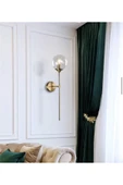 burenze Modern Tasarım Pilli Aplik 1 Adet Tak Çalıştır Duvar Camlı Aplik Eskitme Gold Bal Camlı - 4