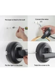 Buiva Modern Kablosuz Duvar Aplik Lampe Pilli Aplik Mat Siyah Pil İle Çalışır Krem Abajur - 4