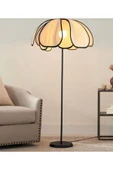 Buiva Modern Lambader İskandinav Boheme Jumeria Burenze Dekoratif Lambader Metal Gövde Ekru Kumaş Abajur - 4