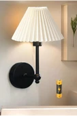 burenze Modern Tasarım Umbrella Pilli Aplik Pileli Krem Abajur Kablosuz Tak Çalıştır Siyah Gövde - 1
