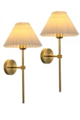 Buiva Kablosuz Pilli Aplik Tak Çalıştır Krem Abajur Umbrella Aplik Eskitme Gold Sarı - 3