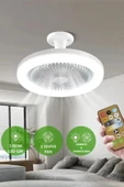 ADAL Vantilatör 3 Kademe Hız Dimlenebilir 3 Renk Led Işıklı Poyraz Kumandalı Sabit Fan Led Ampul 24cm - 1