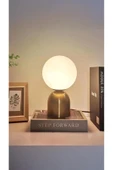 Fico Home Modern Tasarım Venüs Abajur Beyaz Glop Camlı Kablolu Tak Çalıştır Masa Lambası Eskitme Gold Sarı - 2