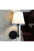 Buiva Modern Kablosuz Duvar Aplik Lampe Pilli Aplik Mat Siyah Pil İle Çalışır Krem Abajur - 2