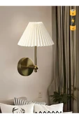 burenze Modern Tasarım Umbrella Pilli Aplik Pileli Krem Abajur Kablosuz Tak Çalıştır Eskitme Gold Sarı - 1