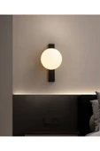 Fico Home Duvar Aplik Siyah Gövde Beyaz Glop Cam E-27 Duy Modern Aplik - 1