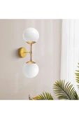 Fico Home Modern Tasarım Beyaz Opal Camlı Pilli Aplik Aç Kapa Butonlu Tak Çalıştır Kablosuz Eskitme Gold - 3