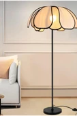 Buiva Modern Lambader İskandinav Boheme Jumeria Burenze Dekoratif Lambader Metal Gövde Ekru Kumaş Abajur - 2