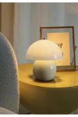 burenze Modern Tasarım Merkür Abajur Krem Gövde Kablolu Tak Çalıştır Masa Lambası thumbnail 3