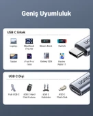 UGREEN USB-C Erkek - USB-C Dişi Gen-2 Örgülü Uzatma Kablosu 1 m, Uzay Grisi, 30205 - 6