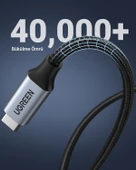 UGREEN USB-C Erkek - USB-C Dişi Gen-2 Örgülü Uzatma Kablosu 1 m, Uzay Grisi, 30205 - 7