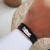 İsme Özel Vatan Severler İçin Türkiye Haritalı Hakiki Siyah Derili 925 Ayar Gümüş Plakalı Özel Hediye Bileklik-441 thumbnail 2