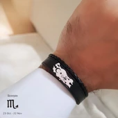 Burca Özel Vatan Severler İçin Türkiye Haritalı Hakiki Siyah Derili 925 Ayar Gümüş Plakalı Hediye Bileklik-441 thumbnail 2