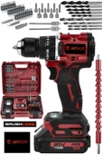 JetVolt 21V Çelik Mandren Kömürsüz Motor Darbeli Şarjlı Matkap Vidalama - Kırmızı - 1