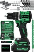 JetVolt 21V Çelik Mandren Kömürsüz Motor Darbeli Şarjlı Matkap Vidalama - Yeşil - 1