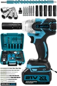 JetVolt 21V 2.0Ah Profesyonel Somun Sıkma Sökme Şarjlı Darbeli Matkap Akülü Vidalama - Mavi - 1