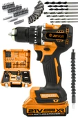 JetVolt 21V 2.0Ah Kömürsüz Motor Çelik Mandren Darbeli Şarjlı Matkap Akülü Vidalama - Turuncu - 1