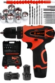 JetVolt 12V 1.5Ah Çift Akülü Vidalama Şarjlı Matkap 24 Parça - Kırmızı - 1