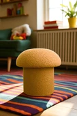 WoodyMaison Mushie Mantar Puf – Renkli Teddy Peluş Kumaş, Dekoratif Modern Bench - 3