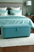 WoodyMaison Talon Sandıklı Puf Bench – Teddy Kumaş, Çok Amaçlı Depolama ve Yatak Ucu Bench - 1