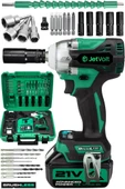 JetVolt 21V 2.0Ah Profesyonel Somun Sıkma Sökme Şarjlı Darbeli Matkap Akülü Vidalama - Yeşil - 1