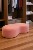 WoodyMaison Riven Bulut Puf – Peluş Teddy Kumaş, Yuvarlak Kenarlı Modern Oturma Pufu - 3