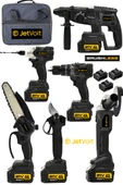 JetVolt Profesyonel 21V 2.0Ah Bez Çantalı Kömürsüz Darbeli 6'lı Set - Siyah - 1