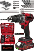 JetVolt 21V Çelik Mandren Kömürsüz Motor Darbeli Şarjlı Matkap Vidalama - Kırmızı - 1