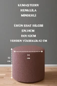 WoodyMaison Floransa Yumuşak Teddy Peluş Kumaş Silindir Bench Puf Makyaj Masası Pufu Tabure - 2