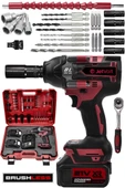 JetVolt 21V 2.0Ah Akülü Vidalama Darbeli Kömürsüz Motor 800Nm 10 Pilli Bijon Somun Sökme Sıkma - Kırmızı - 1