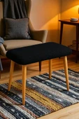 WoodyMaison Alora Dikdörtgen Puf Bench – Peluş Teddy Kumaş, Ahşap Ayaklı, Geniş Oturum Alanlı - 3
