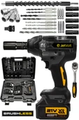 JetVolt 21V 2.0Ah Akülü Vidalama Darbeli Kömürsüz Motor 800Nm 10 Pilli Bijon Somun Sökme Sıkma - Sarı - 1