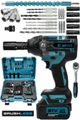 JetVolt 21V 2.0Ah Akülü Vidalama Darbeli Kömürsüz Motor 800Nm 10 Pilli Bijon Somun Sökme Sıkma - Mavi - 1